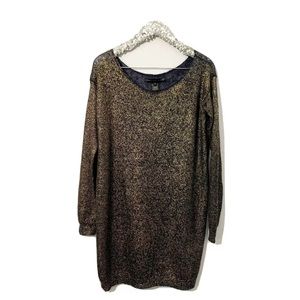 MARC BY MARC JACOBS Dark Blue Long Sleeve Gold Foil Mohair Tunic Sweater Sz XS